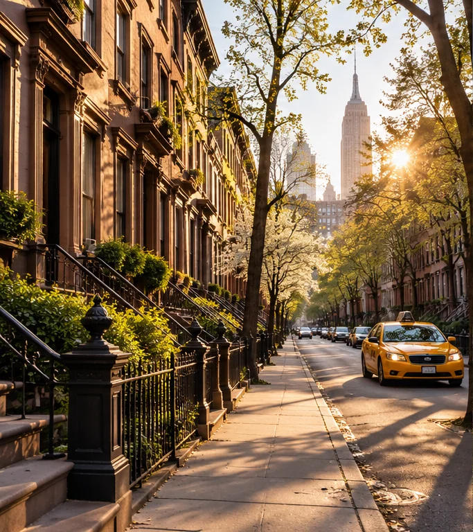 Warm morning light on a New York City street